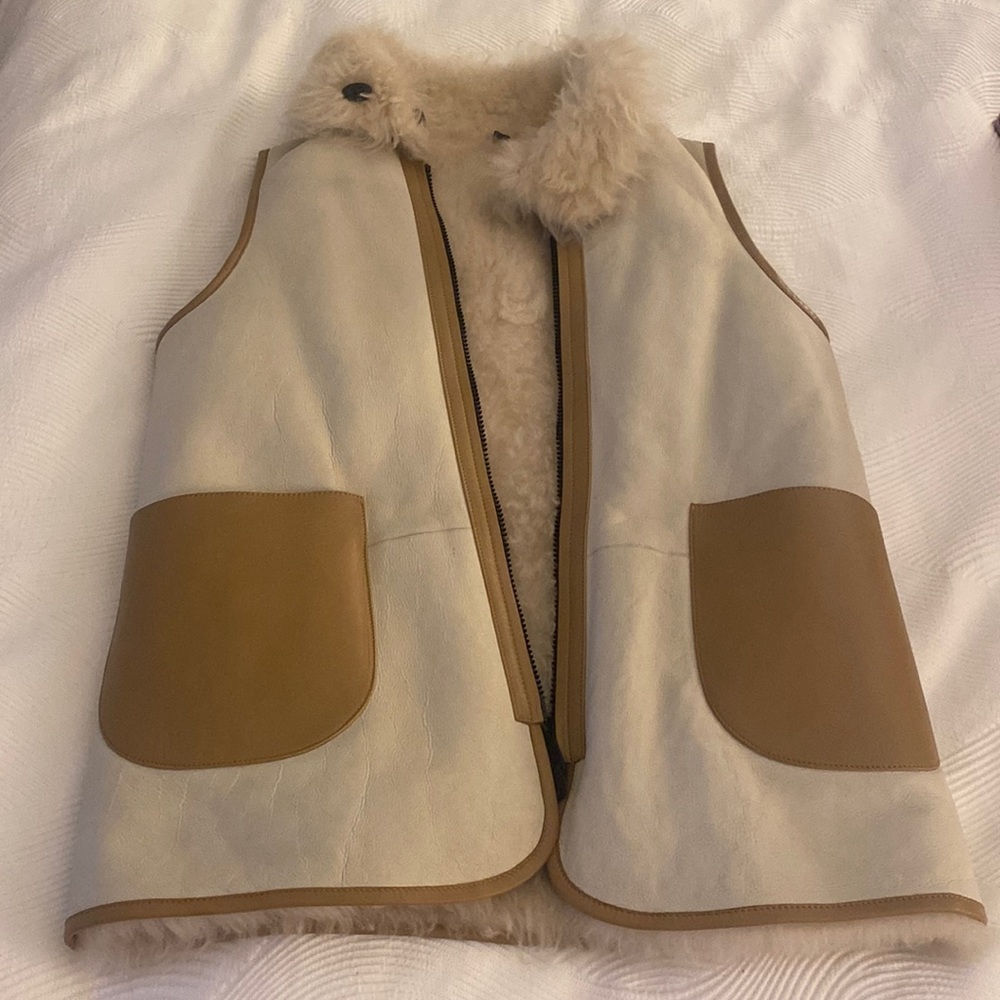 Coach Cream Reversible Shearling Vest